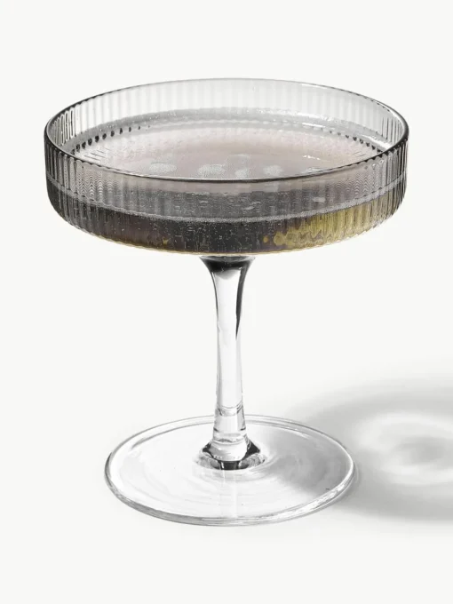 Mondgeblazen champagneglazen Ripple met groefreliëf, 2 stuks