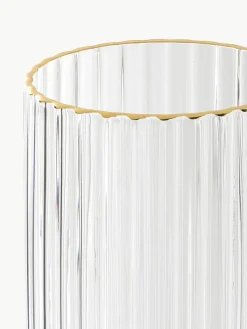 Mondgeblazen champagneglazen Aleo met goudkleurige rand, 4 stuks