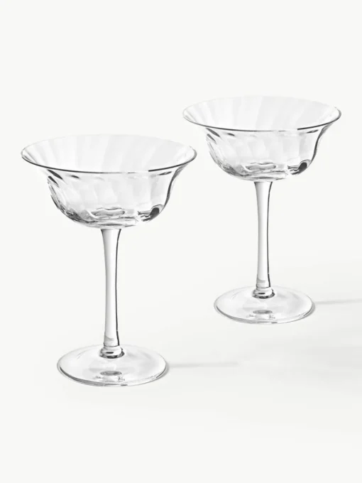 Mondgeblazen champagneglazen Swirl, 4 stuks