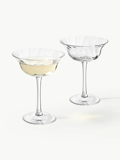 Mondgeblazen champagneglazen Swirl, 4 stuks