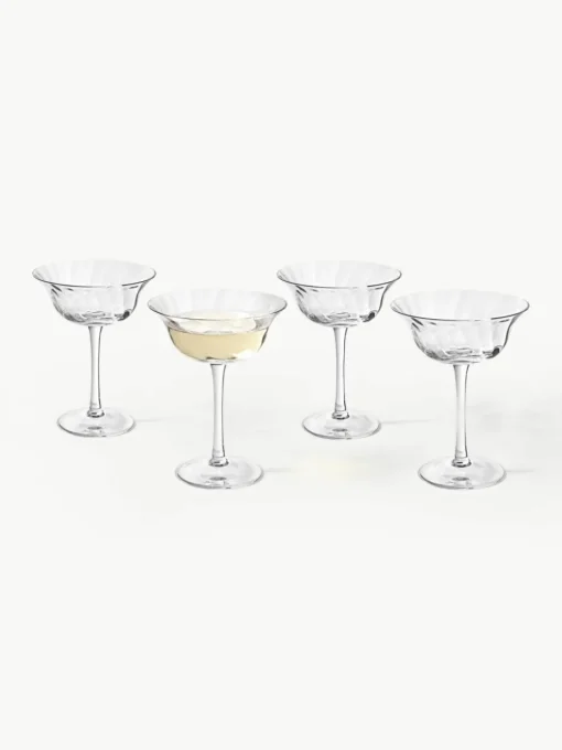 Mondgeblazen champagneglazen Swirl, 4 stuks