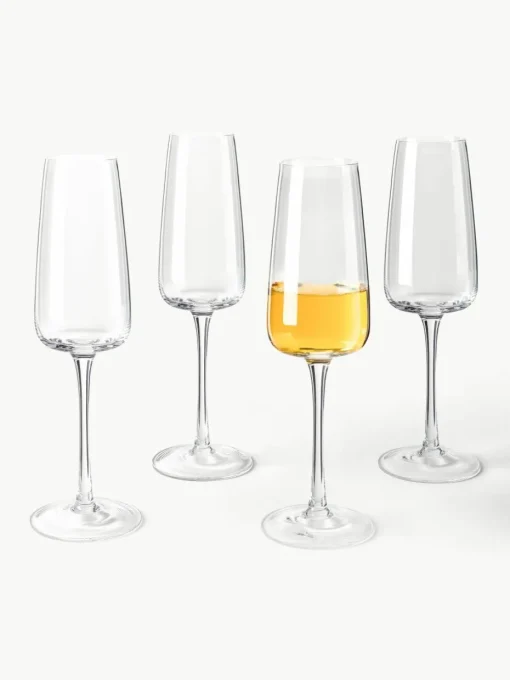 Mondgeblazen champagneglazen Ellery, 4 stuks
