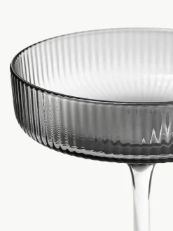 Mondgeblazen champagneglazen Ripple met groefreliëf, 2 stuks