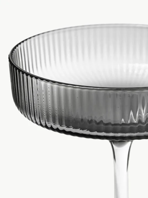 Mondgeblazen champagneglazen Ripple met groefreliëf, 2 stuks
