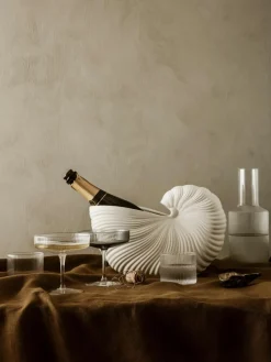 Mondgeblazen champagneglazen Ripple met groefreliëf, 2 stuks