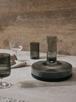 Mondgeblazen decanter Ripple met groefreliëf, 1.1 L