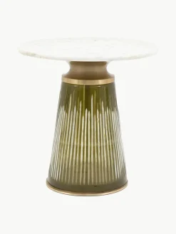 Mondgeblazen glazen bijzettafel Seville met marmeren tafelblad, rond