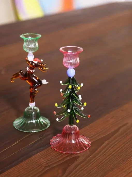Mondgeblazen glazen kandelaar Reindeer