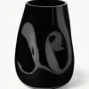 Mondgeblazen glazen vaas Obsidian, H 26 cm