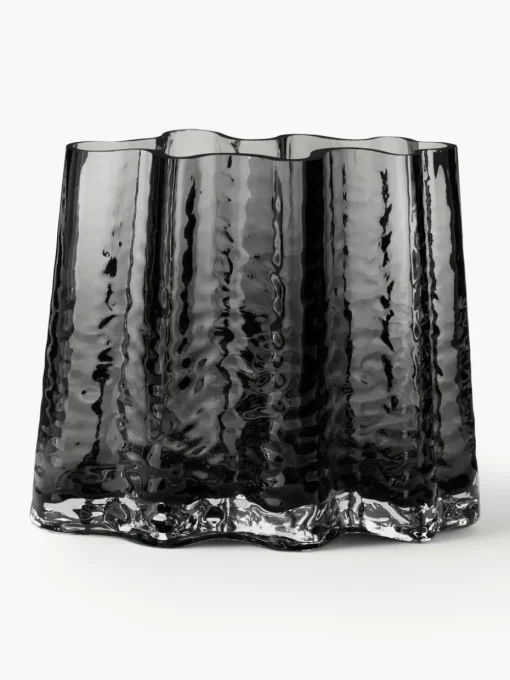 Mondgeblazen glazen vaas Gry met gestructureerde oppervlak, H 19 cm