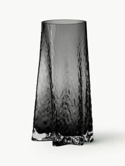 Mondgeblazen glazen vaas Gry met gestructureerde oppervlak, H 30 cm