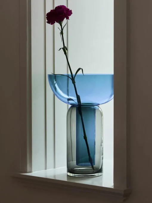 Mondgeblazen glazen vaas Torus, H 33 cm
