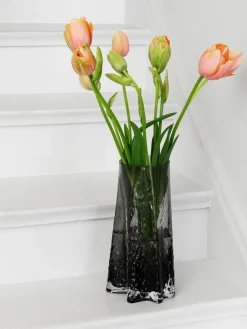 Mondgeblazen glazen vaas Gry met gestructureerde oppervlak, H 30 cm