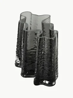 Mondgeblazen glazen vaas Gry met gestructureerde oppervlak, H 19 cm