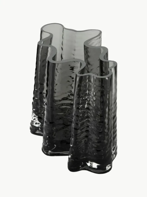 Mondgeblazen glazen vaas Gry met gestructureerde oppervlak, H 19 cm