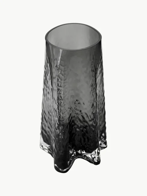 Mondgeblazen glazen vaas Gry met gestructureerde oppervlak, H 30 cm