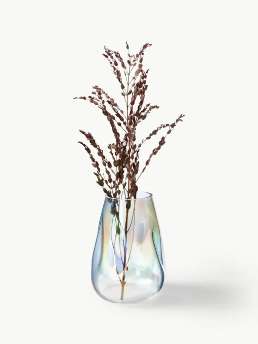 Mondgeblazen glazen vaas Rainbow, H 26 cm