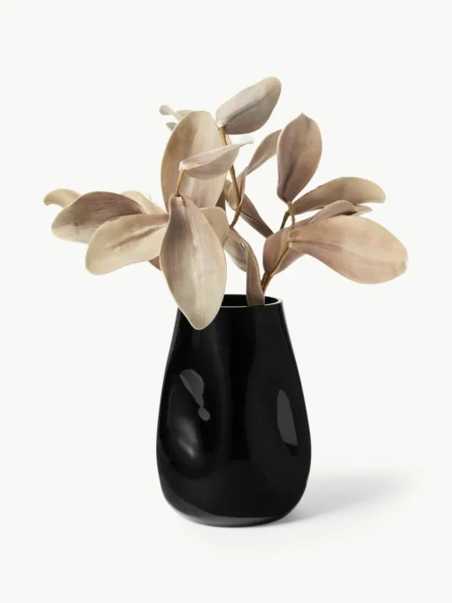 Mondgeblazen glazen vaas Obsidian, H 26 cm