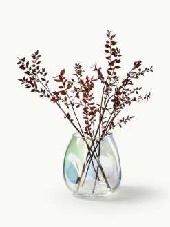 Mondgeblazen glazen vaas Rainbow, H 17 cm