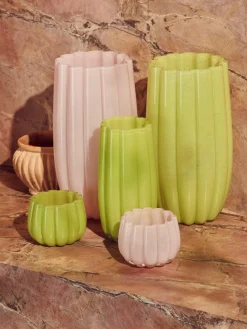 Mondgeblazen glazen vaas Melon, H 38 cm