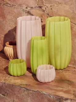 Mondgeblazen glazen vaas Melon, H 38 cm