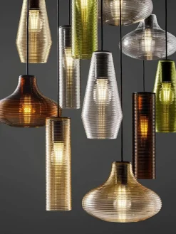 Mondgeblazen hanglamp Clio van getint glas