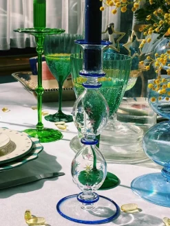 Mondgeblazen kandelaar Galaxy uit borosilicaatglas