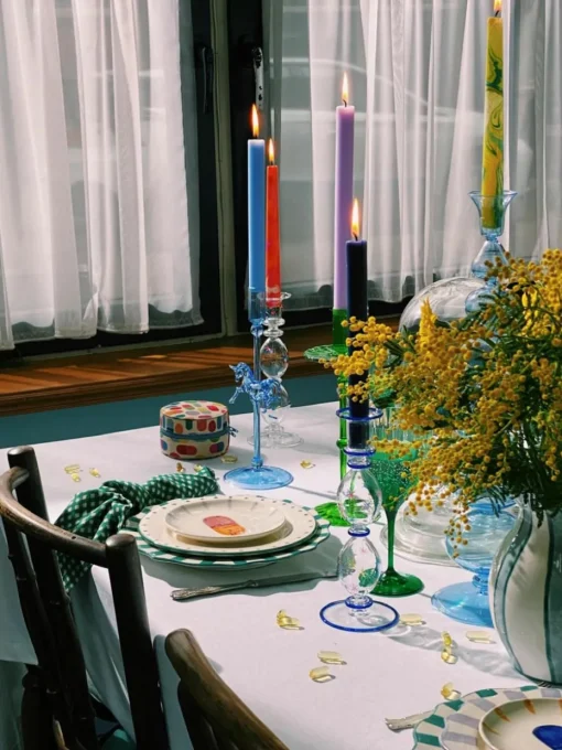 Mondgeblazen kandelaar Galaxy uit borosilicaatglas