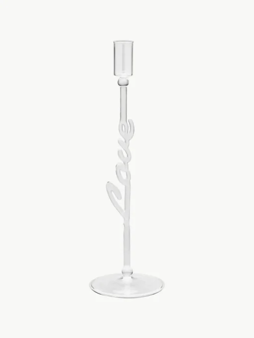 Mondgeblazen kandelaar Love uit borosilicaatglas