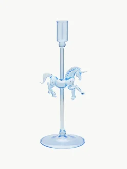 Mondgeblazen kandelaar Pegasus uit borosilicaatglas