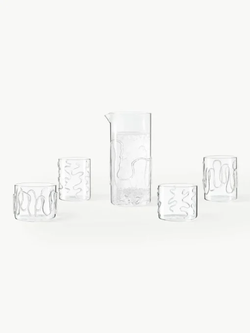 Mondgeblazen karaf Doodle met structuurpatroon, 1.2 L