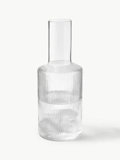 Mondgeblazen karaf Ripple met groefreliëf, 1 L