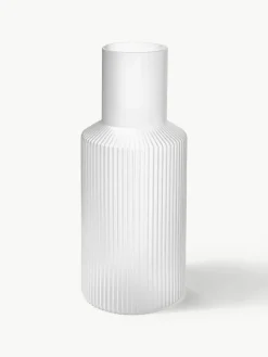 Mondgeblazen kleine waterkaraffen Ripple met waterglas, set van 2