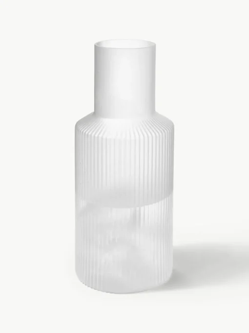 Mondgeblazen kleine waterkaraffen Ripple met waterglas, set van 2