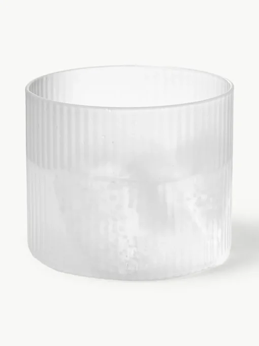 Mondgeblazen kleine waterkaraffen Ripple met waterglas, set van 2