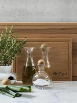 Mondgeblazen kruidenflessen Eden met houten deksel, set van 2