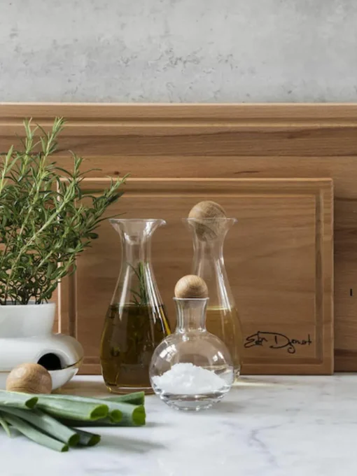 Mondgeblazen kruidenflessen Eden met houten deksel, set van 2