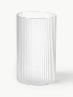 Mondgeblazen longdrinkglazen Ripple met groefreliëf, 4 stuks
