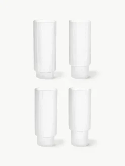 Mondgeblazen longdrinkglazen Ripple met groefreliëf, 4-delig