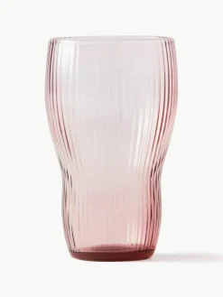 Mondgeblazen longdrinkglas Pum met groefstructuur, 2 stuks