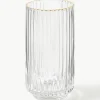 Mondgeblazen longdrinkglas Aleo met goudkleurige rand, 4 stuks