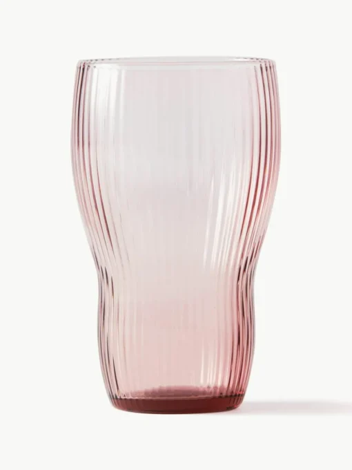 Mondgeblazen longdrinkglas Pum met groefstructuur, 2 stuks