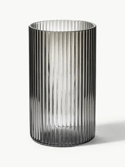 Mondgeblazen longdrinkglazen Ripple met groefreliëf, 4 stuks