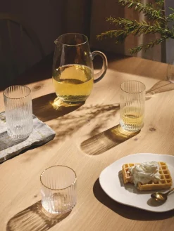 Mondgeblazen longdrinkglas Aleo met goudkleurige rand, 4 stuks