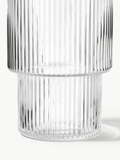 Mondgeblazen longdrinkglazen Ripple met groefreliëf, 4-delig