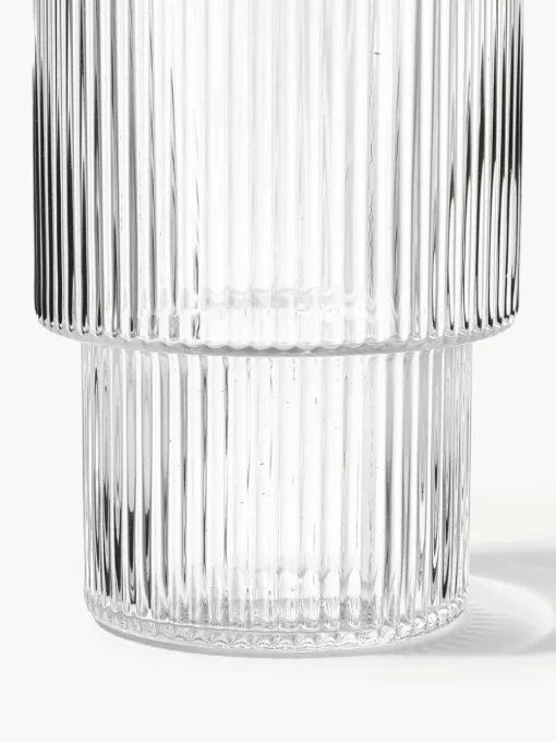 Mondgeblazen longdrinkglazen Ripple met groefreliëf, 4-delig