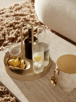 Mondgeblazen longdrinkglazen Ripple met groefreliëf, 4-delig