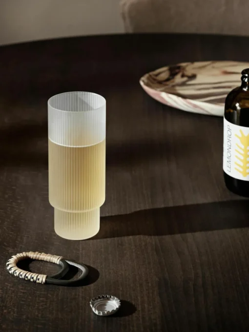 Mondgeblazen longdrinkglazen Ripple met groefreliëf, 4-delig