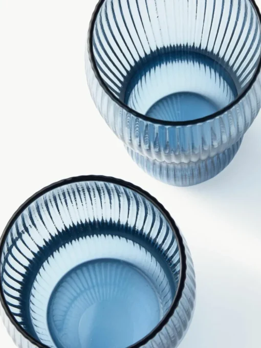 Mondgeblazen longdrinkglazen Pum met groefstructuur, 2 stuks