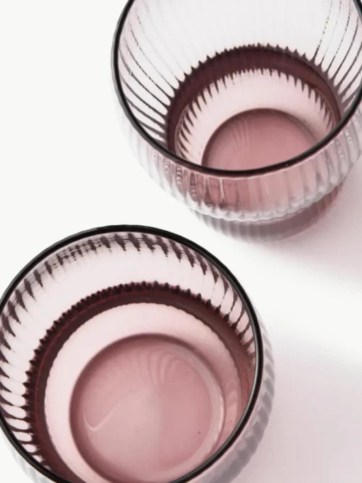 Mondgeblazen longdrinkglas Pum met groefstructuur, 2 stuks